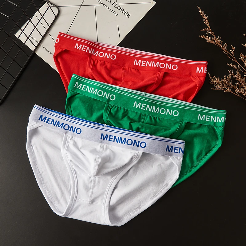 MEN cotton tide men\'s triangle new sexy low waist slim breathable youth personality U convex underwear men.