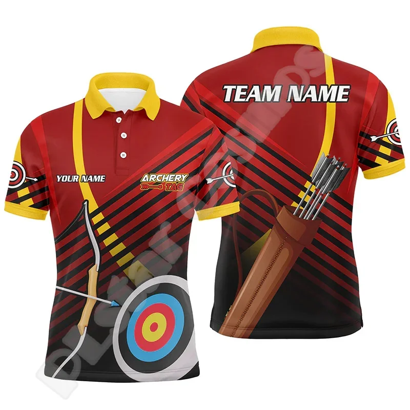 Custom Name Mesh Breathable Archery Archer Shooter Tattoo Retro 3DPrint Harajuku Summer Streetwear Short Sleeves Polo Shirts X6