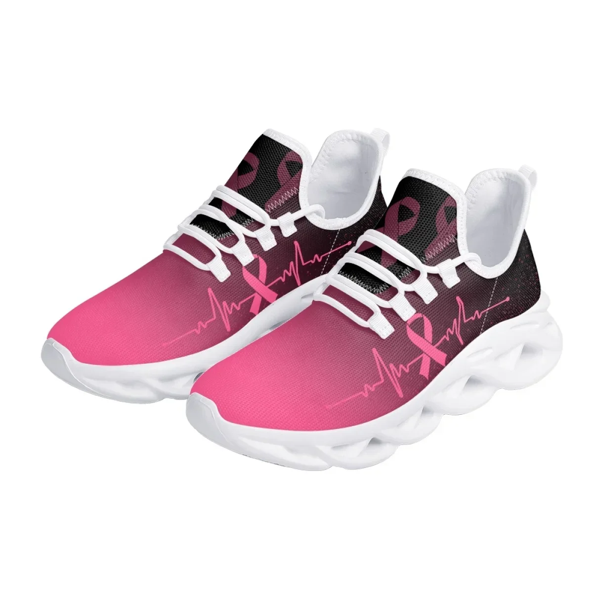 Breast Cancer Awareness Sneakers Women Faith Hope Love Breathable High Quality Air Mesh Shoes Customized Female Girls Sneaker