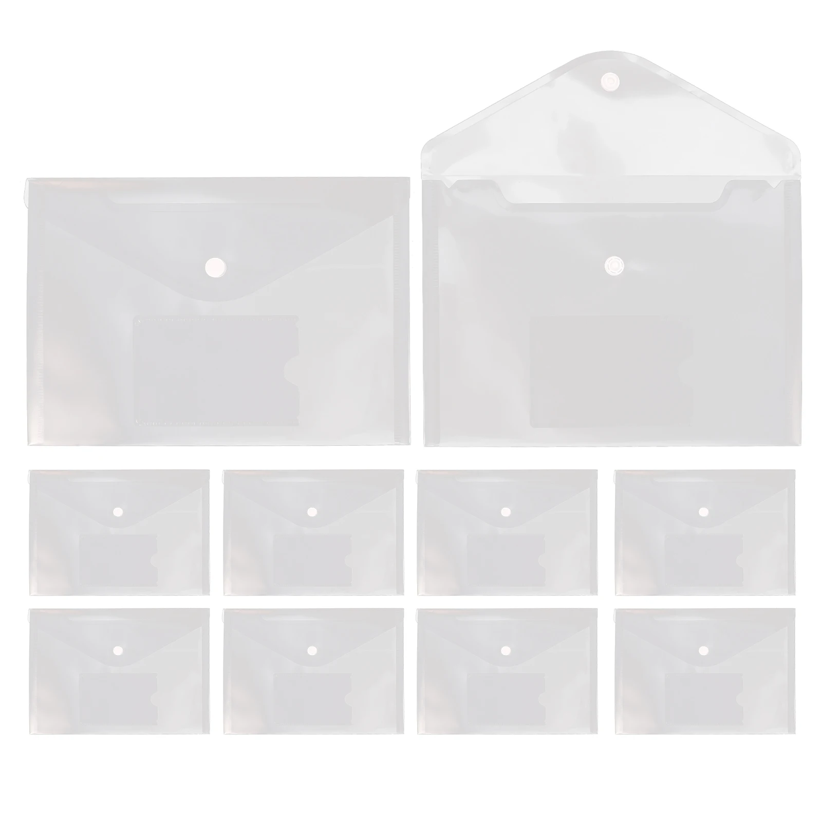 

12Pcs Document File Organizer Transparent Snap Button Folder Portable Paper Receipt Invoice Storage Bag Office School