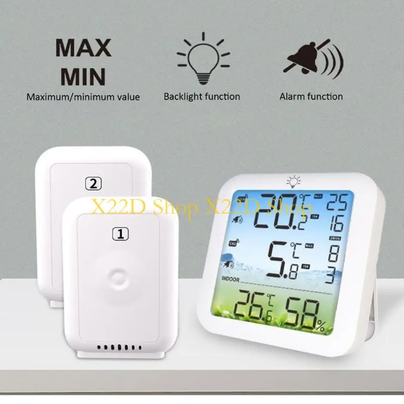 X22D Double Zone Temperature Hygrometer With Mount Radio Transducer 100M Extent Data Logging Low Power Warning For Refrigeration