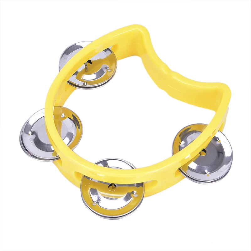 1 Pc Hand Held Tambourine Metal Bell Plastic Rattle Ball Percussion for KTV Party Kid Game Toy Musical Instrument