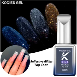 KODIES GEL Reflective Gel Polish Top Coat 2 IN 1 UV Glitter Sparkle Reflecting Gel Varnish Semi Permanent Manicure for Nails Art