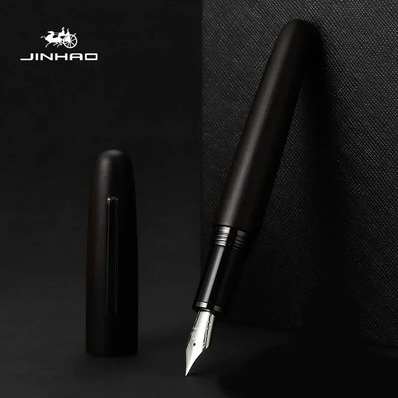 Imagem -06 - Jinhao Luxury Wood Fountain Pen Canetas de Tinta Black Ebony Fude Bending Material Escolar e de Escritório Papelaria ef f m Nib 9056 pk 9019