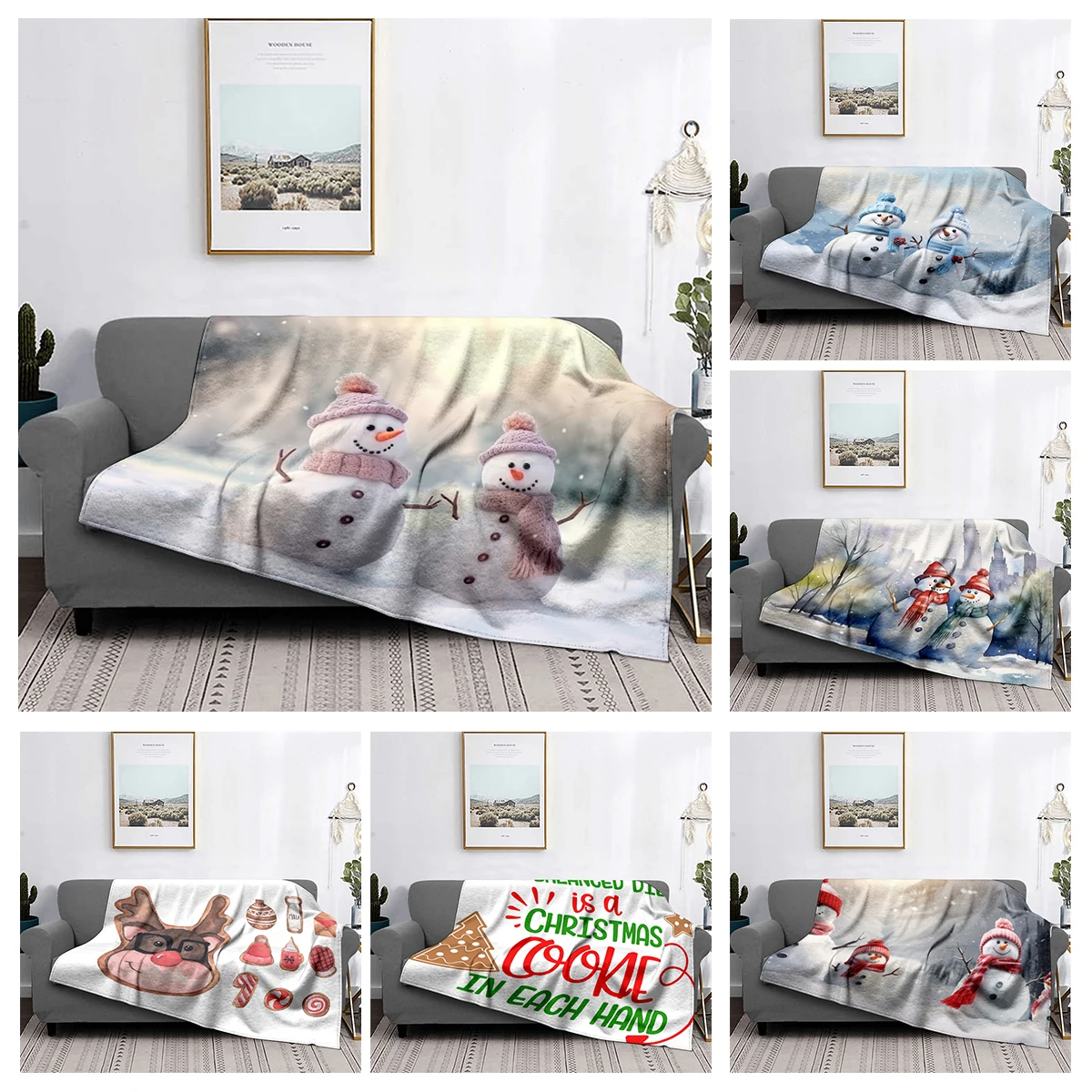 

Home decoration plush Throw Sofa blanket Bedspread bed fluffy soft blankets decor Plaid Modern morandi winter Merry Christmas