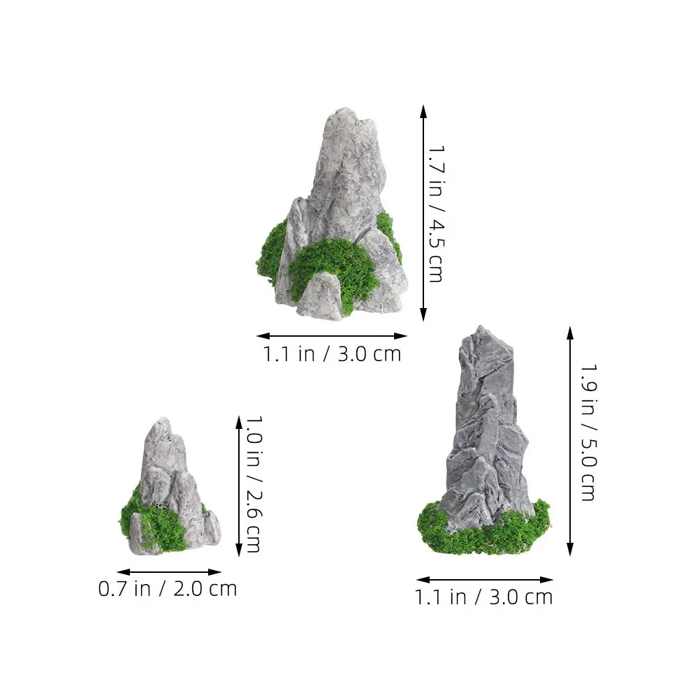 15Pcs Micro Landscape Resin Rockery Kit Natural Stone Moss Simulation Miniature Garden Decor Desktop Saver Low