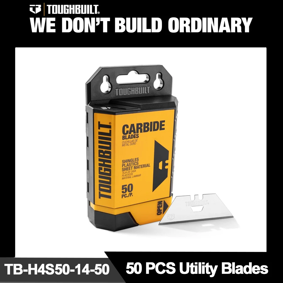Lâminas Utilitárias Toughbuilt com Estojo de Ferramentas Lâmina de Segurança Embalagem de Papelão 50 Pcs