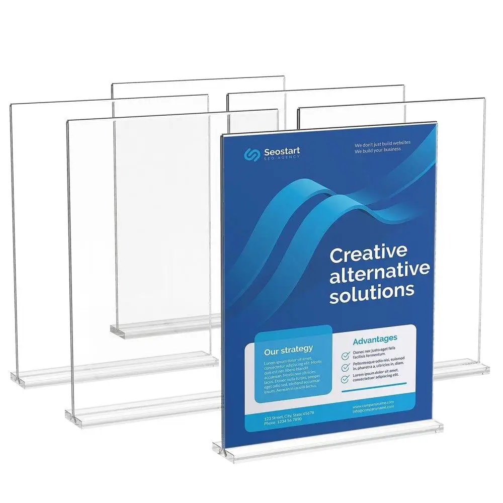 

Acrylic Sign Holder Set 6 Pieces 8.5x11 Double Sided Display Stand for restaurant Office Wedding Bar Table Menu Photo Holder