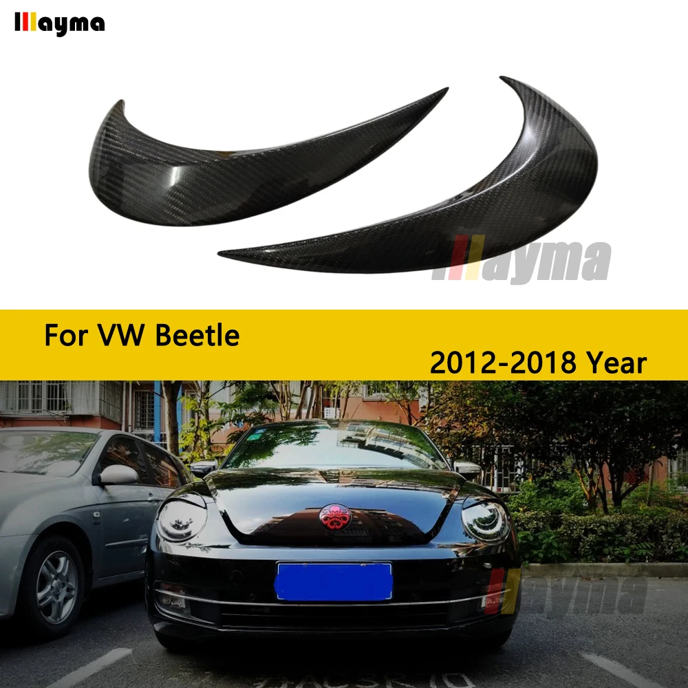 Carbon Fiber Headlight Cover Eyelid For VW Beetle 180TSI 208TSI 2012 - 2018 Beetle Decoration Front Lamp Eyebrow Sticker 2pcs