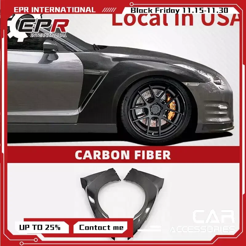 

(Local in USA) For Nissan GTR R35 2017 MY17 Carbon Fiber Front Fender Mudguard Without Air Vent