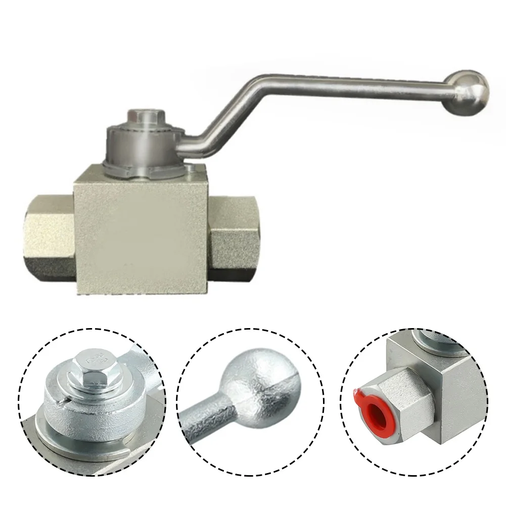 Hydraulic Valve Steel Ball Valve Hydraulic M14-M22 NPT Pipe Sturdy 2 Way High Pressure Reliable Silver 7250 PSI