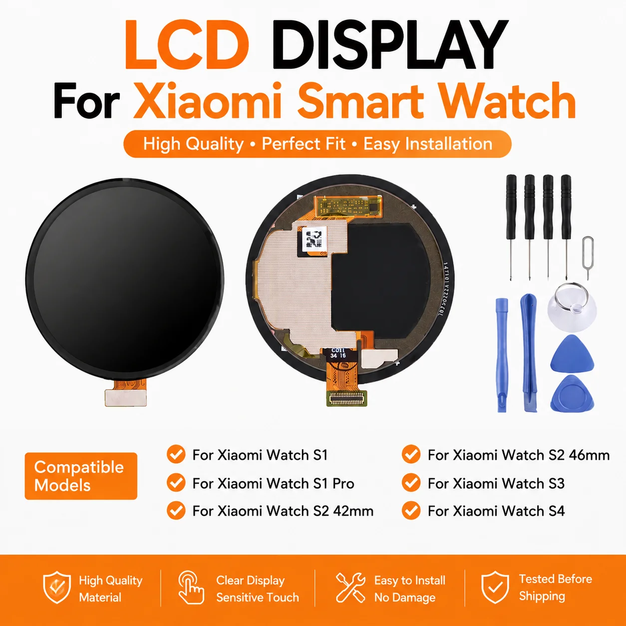 LCD Screen Display Replacement For Xiaomi Watch S1 S1 Pro S2 42mm 46mm S3 S4 Smart Watch Repair Parts