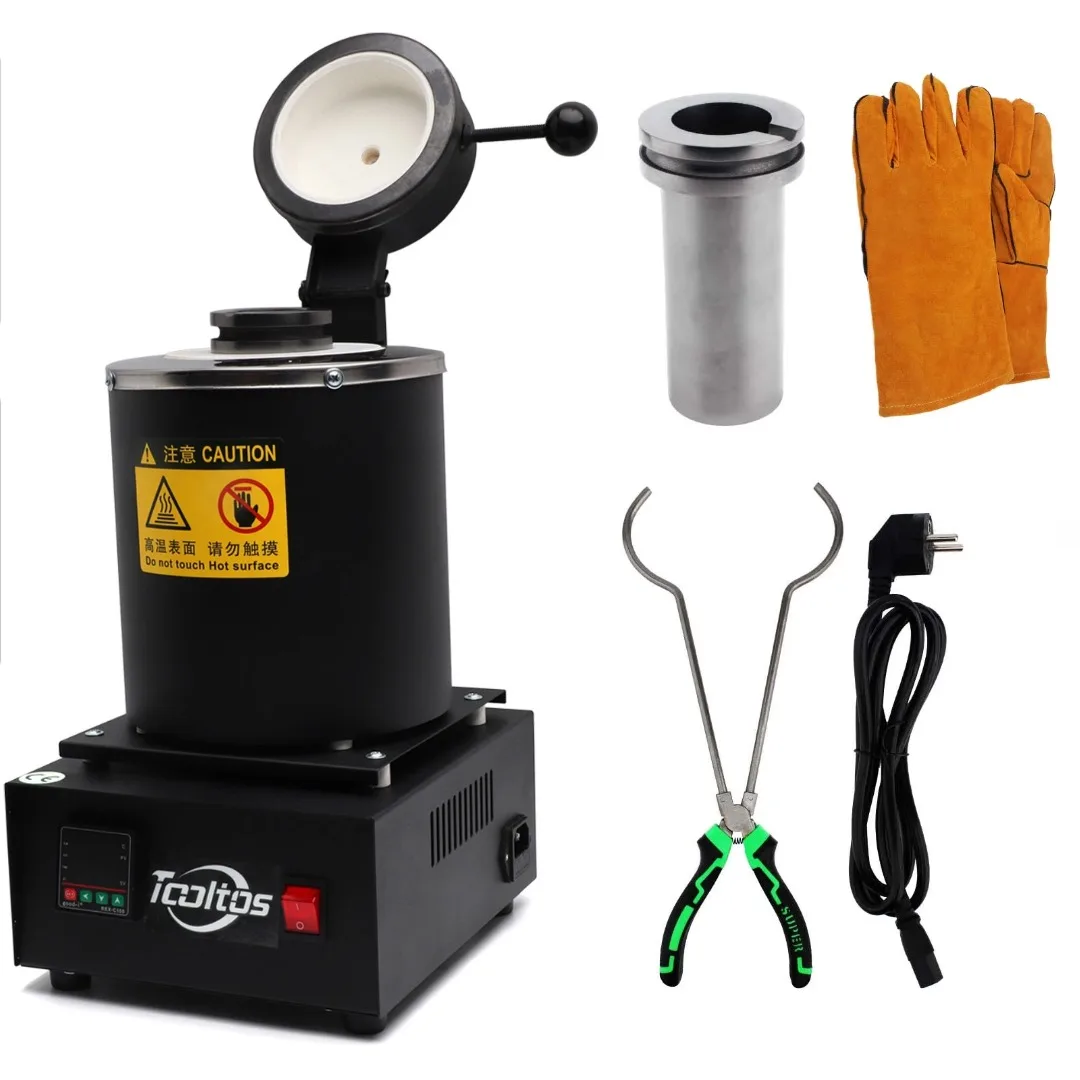 

Профессиональная машина для литья ювелирных изделий с плавильной печью для золота: 1100 ℃ Плавка из драгоценного металла с тиглом 2 кг/3 кг и плоскогубцами