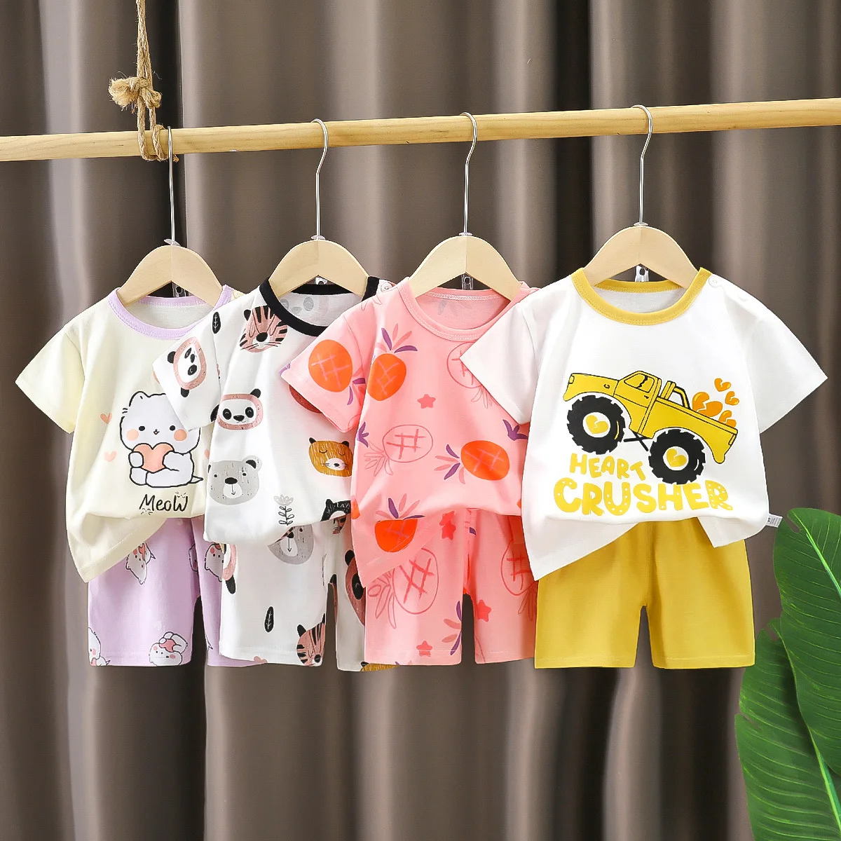 Children's 2 Pieces Women Sets Pure Cotton Summer Short Sleeve top+shorts boys' Summer Wear Baby T-shirts girls' Thin Clothes