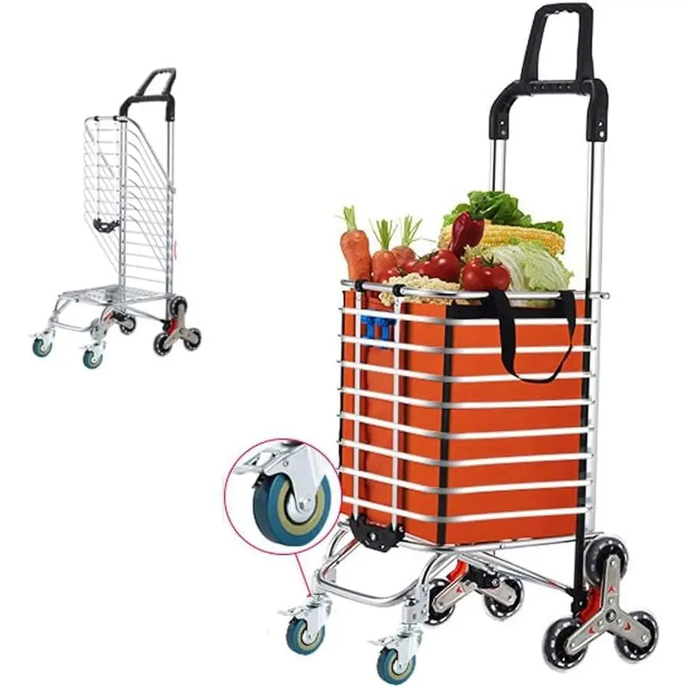 

Корзина для покупок для продуктов, легкая складная тележка для продуктов на колесах, водонепроницаемая тележка для продуктов, тележка для подъема по лестнице Eas