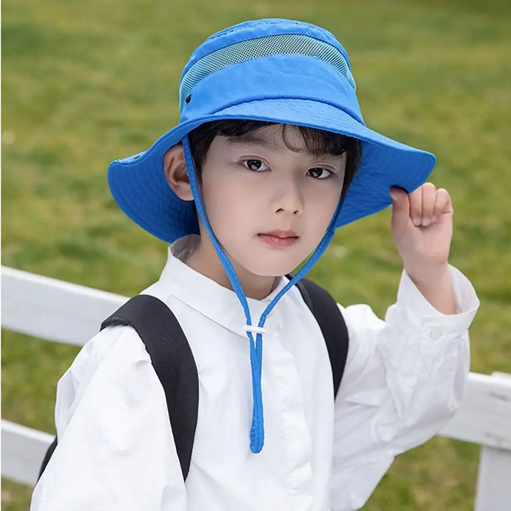 Children Summer Flap Cap Adjustable Wide Brim Cap Boy Girl Bucket Hats UV Protection Outdoor Beach Sun Hat