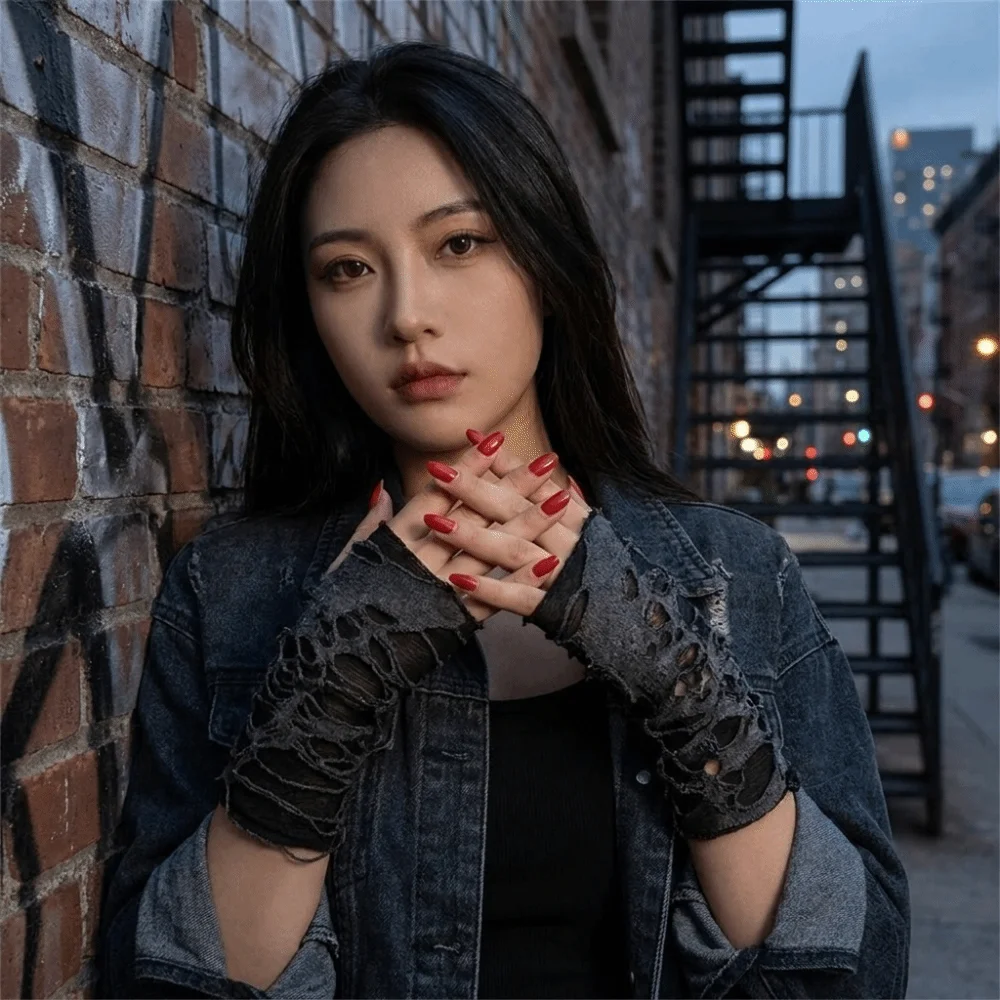 Fashion Gothic Style Fingerless Gloves Beggar Halloween Hollow Out Punk Gloves Breathable Tear Ripped Gloves Cosplay