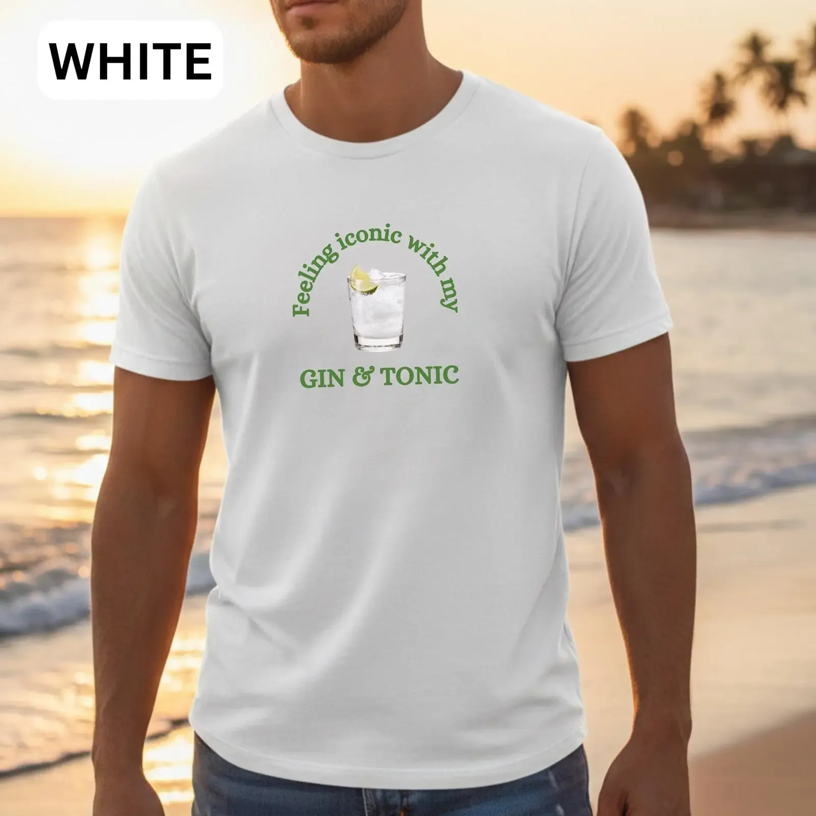 Feeling Iconic with My Gin Tonic Funny Cocktail T Shirt Casual Summer  Unique for Drink Enthusiasts vintage Washed Slightly