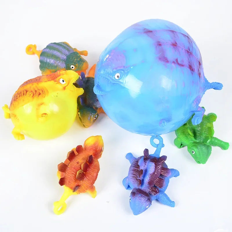 3PCS Kids Grappige Dinosaurus Dieren Opblazen Vent Ballen Speelgoed Knijp Zachte Bal Ballon Fidget Party Sport Leuke Grappige Spelletjes speelgoed Gift