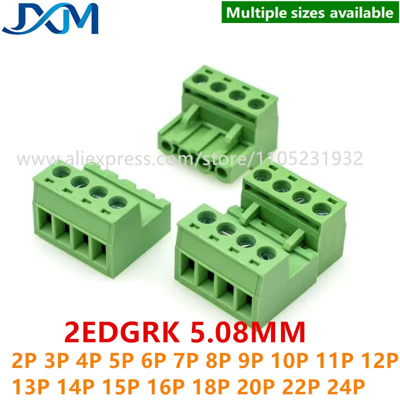 2sets 2EDGRK-5.08mm Block Solderless Connection Plug-in Soc nal 2~24P 3P 4P 5P 6P 7P 8P 9P 10P 11P 12P 13P 14P 16P 2EDGK