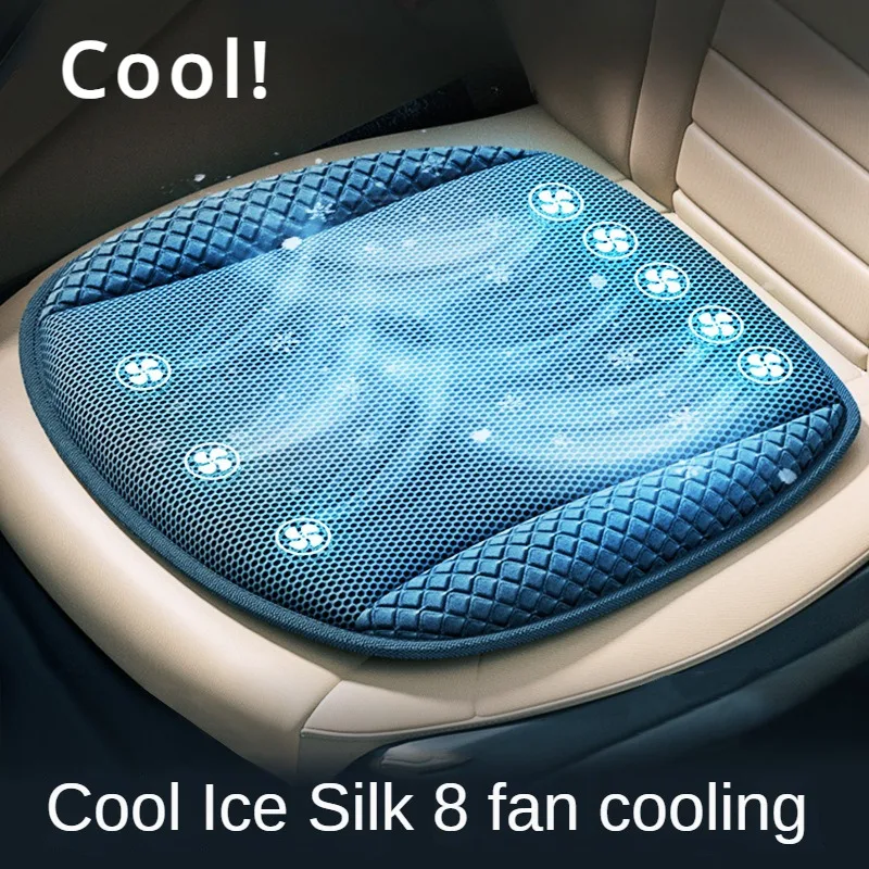 Cooling Car Seat Cushion With USB Fan Ice Silk Ventilated  Car Summer Cool Air Seat Cover For Universal Cars Seat Cushion