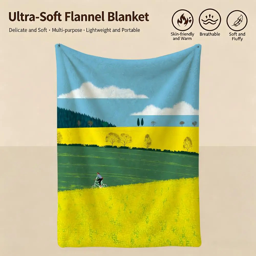 artist R-Ryo Takemasa-A Throw Warm Soft Flannel Blanket, Multi-use for Sofa Bed Camping Travel Nap