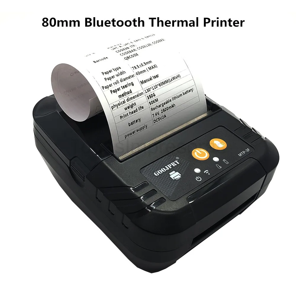 To 80mm Paper Wireless Portable Bluetooth Receipt Thermal Printers Android and iOS free SDK No Need Ink or Toner Recibos