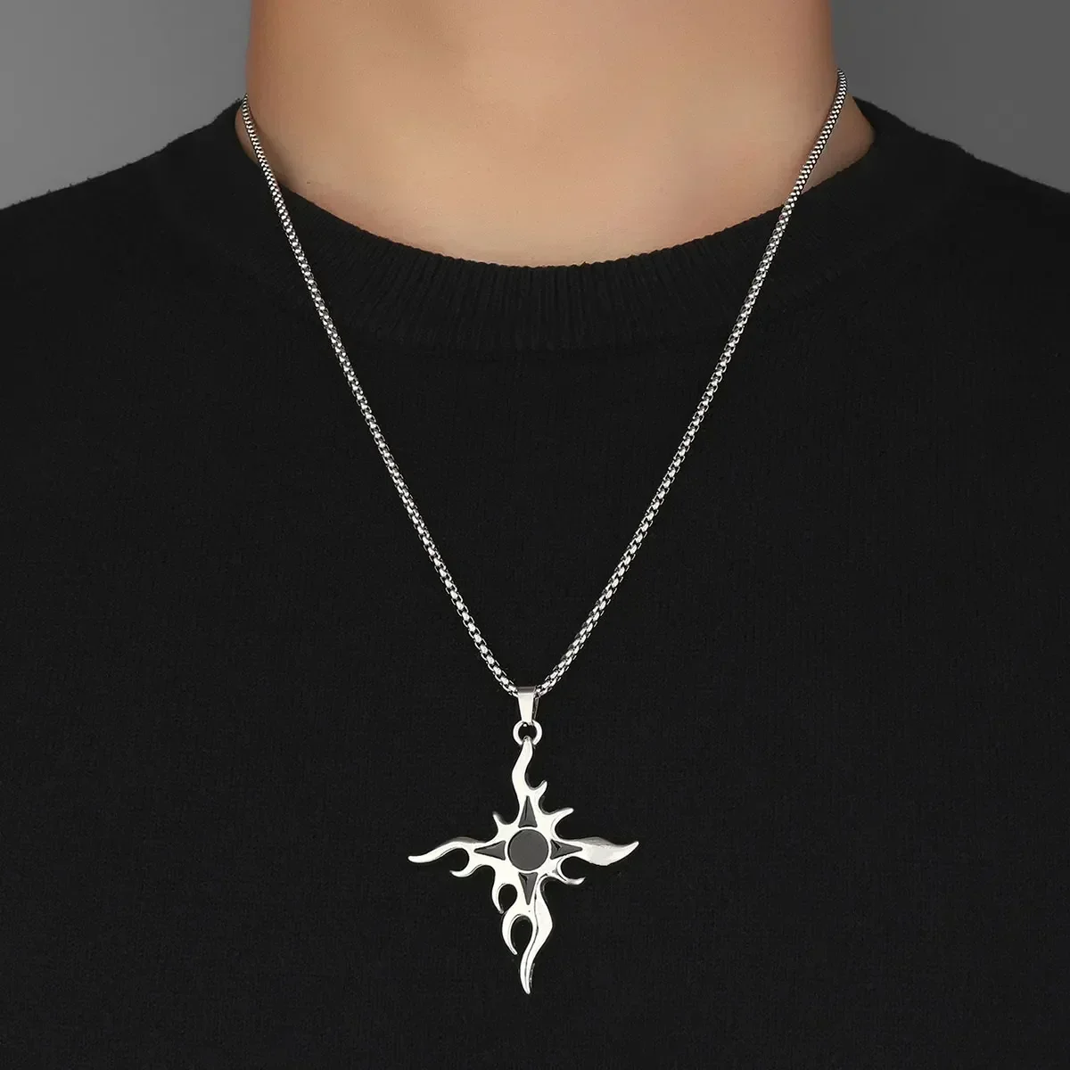 Pegasus Star Eye Vintage Stainless Steel Chain Screw Man Necklace Men Never Fade Dragon Scooter Street Hip Hop Male Jewelry