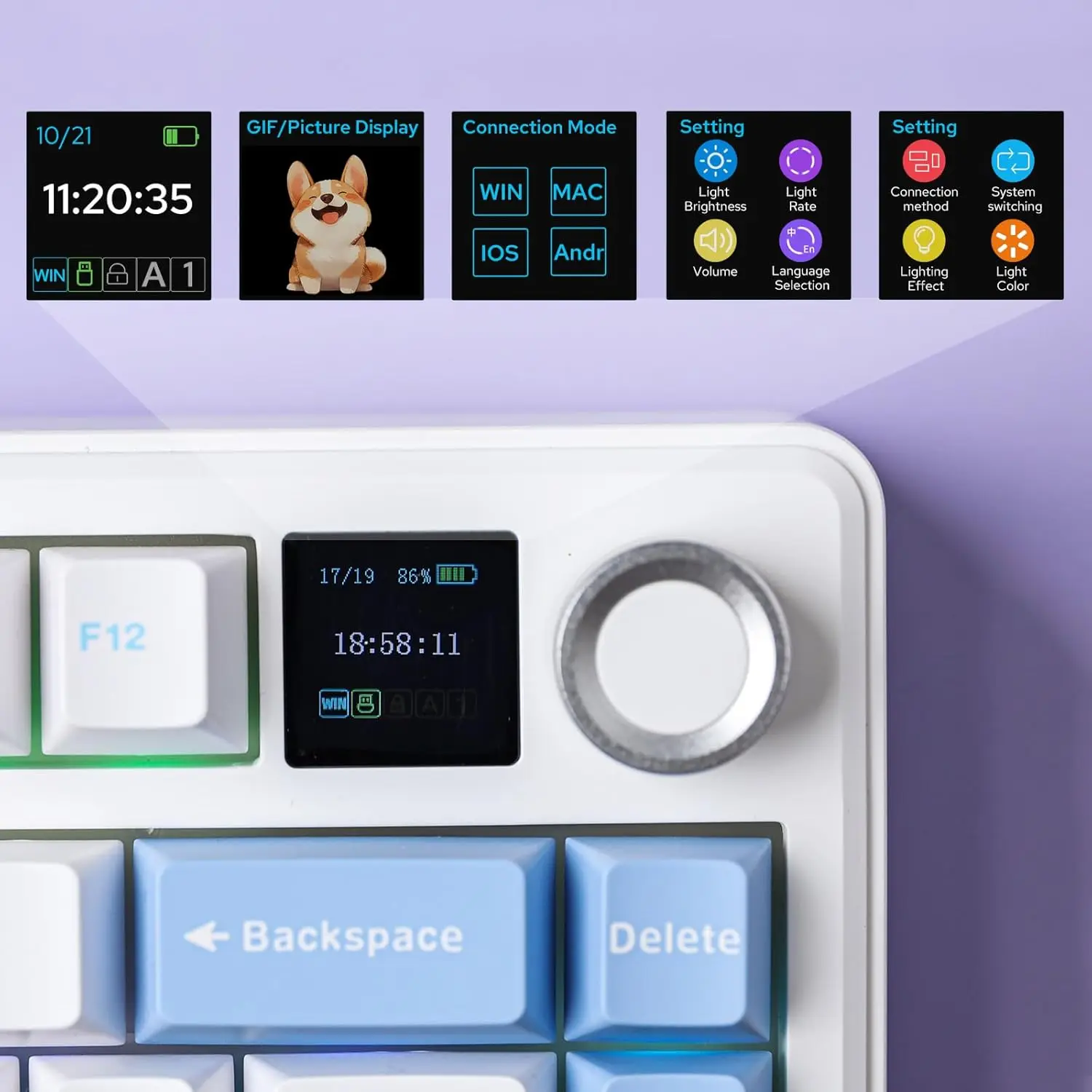 EPOMAKER X Aula F75 MAX لوحة مفاتيح ميكانيكية لاسلكية مع شاشة TFT ولوحة مفاتيح ألعاب بحشية مقبض في تخطيط 75% قابلة للتبديل السريع #3