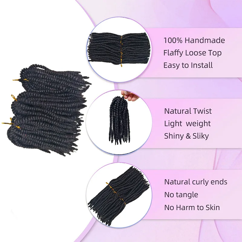 Весенние вязанные крючком волосы, 100% человеческие пушистые волосы, плетение натуральных волос, подходят для женщин, быстрая доставка