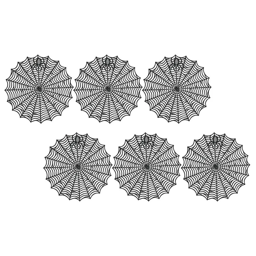 Manteles Individuales elegantes de Halloween, manteles de mesa con diseño de telaraña, antideslizantes, reutilizables, fáciles de limpiar para comedor y cocina, 6 uds.