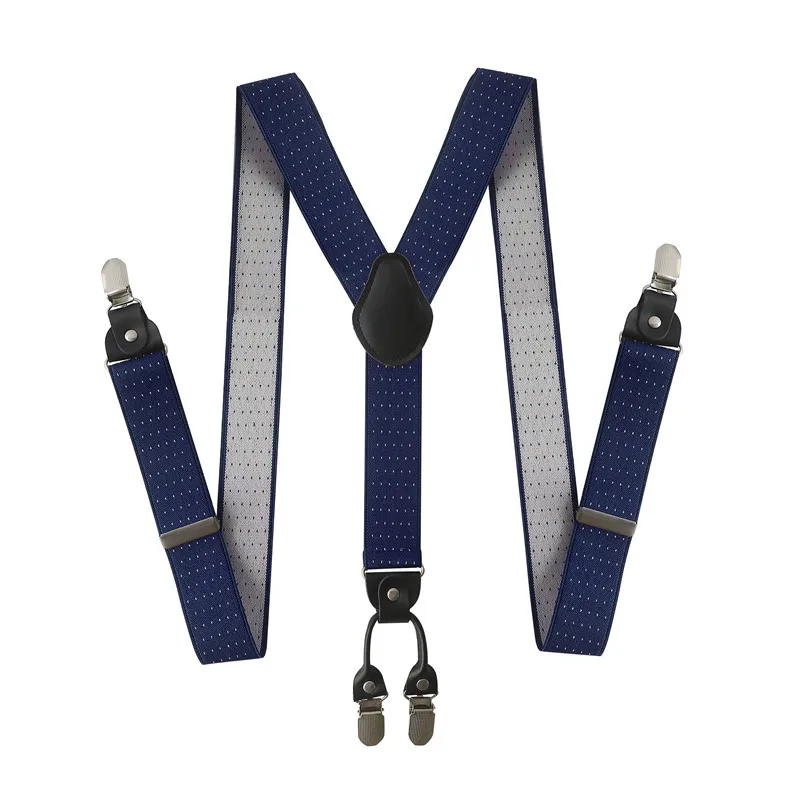 3.5*120cm Man's Suspenders PU Leather Casual Straps Y-back Shape Men's Trousers Suspensorio Elastic Clips-on 4 Clips Suspender