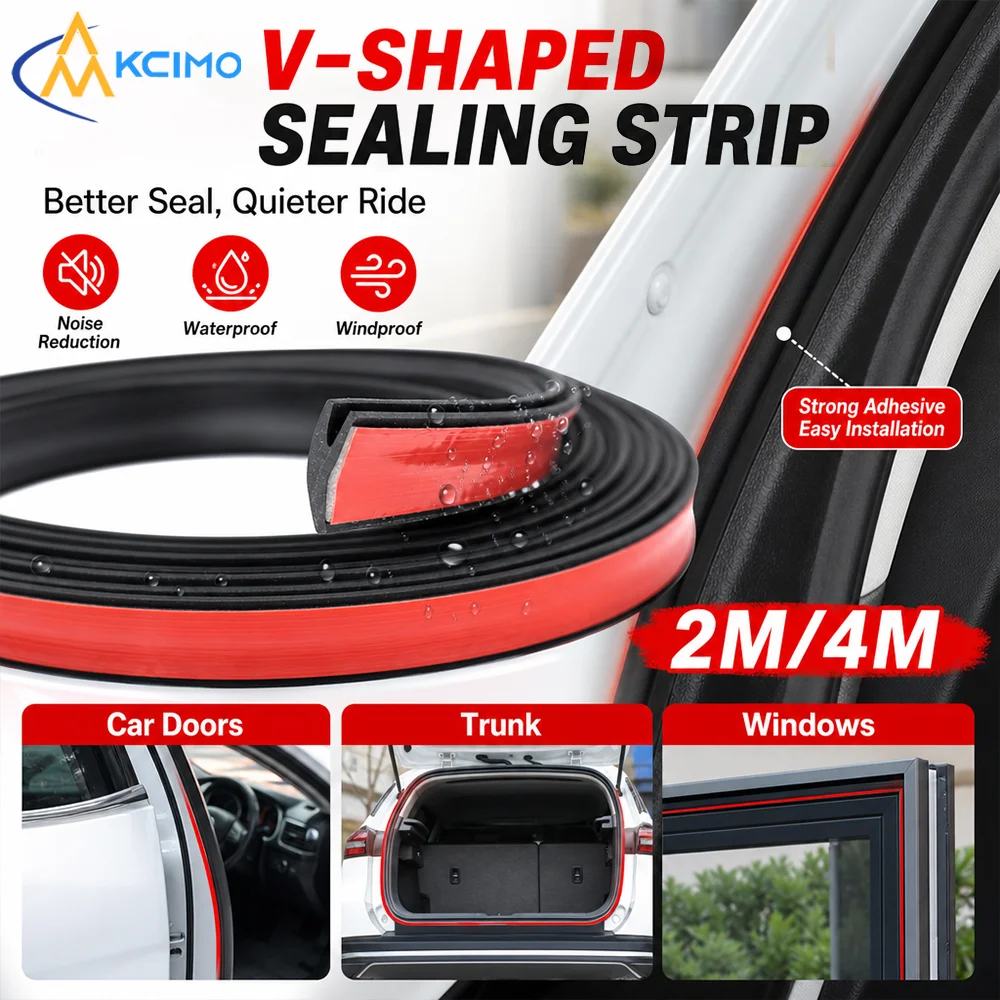Premium V-Shape Rubber Windshield Seal Strip, Windscreen Edge Moulding Weatherstrip, Waterproof Noise Insulation Protector