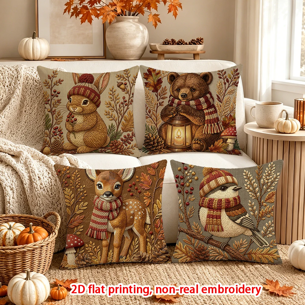 4PCS Fall Farmhouse Throw Pillow Covers, Vintage Floral Home Sweet Home Grateful Blessed Decorative Cushion Cases