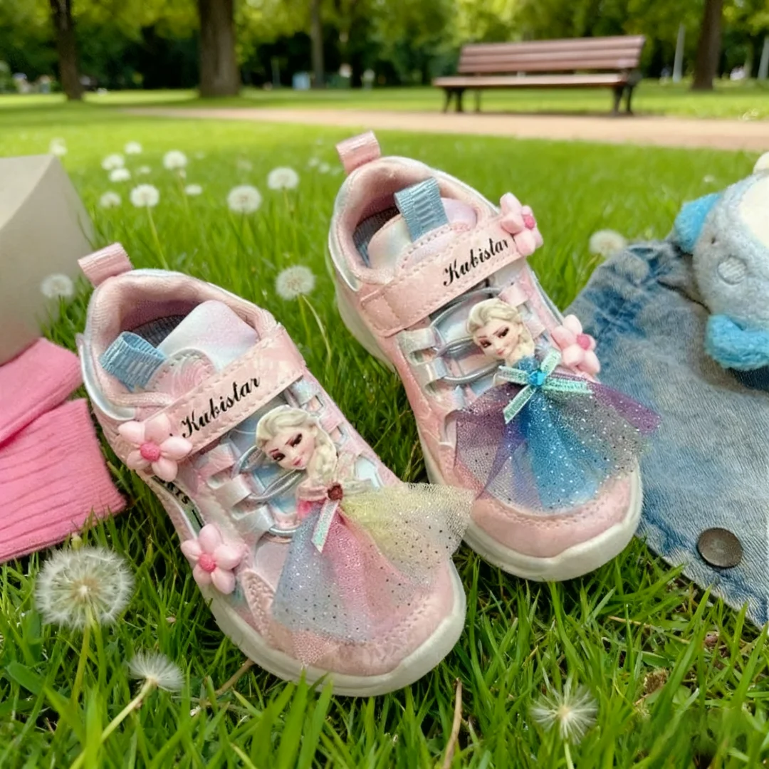 Zapatos Disney para niños con muñeca de princesa Elsa, zapatillas con cordones para bebés, zapatos para niñas, zapatillas antideslizantes para niños, talla 26-37