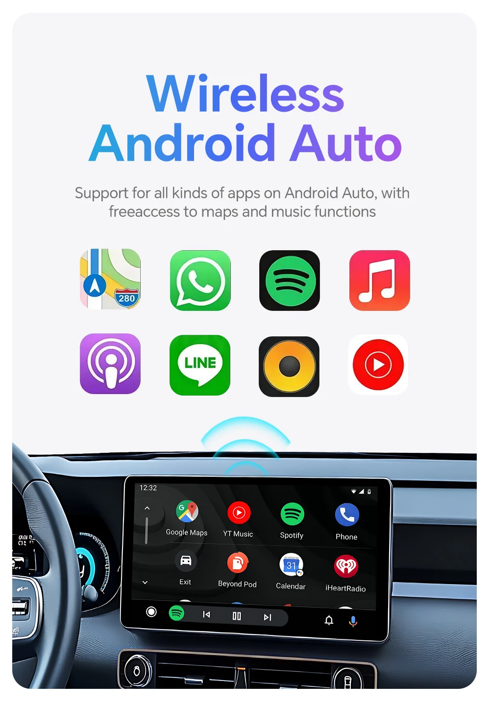 XUDA Kabelgebundener zu Kabelloser Carplay-Adapter, Kabelloses Android Auto für Peugeot 208 308 408 508 2008 3008 4008 5008 – Detail 8