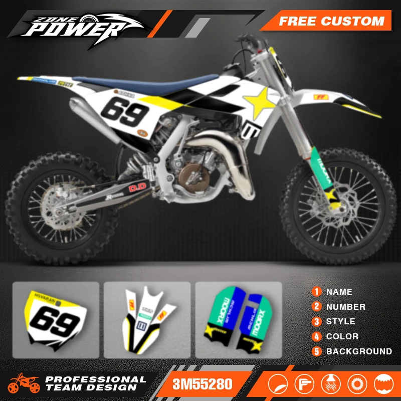 

Powerzone для Husqvarna TC65 TC 65 2016-2023, графические наклейки, клейкие наклейки, номер, имя на заказ