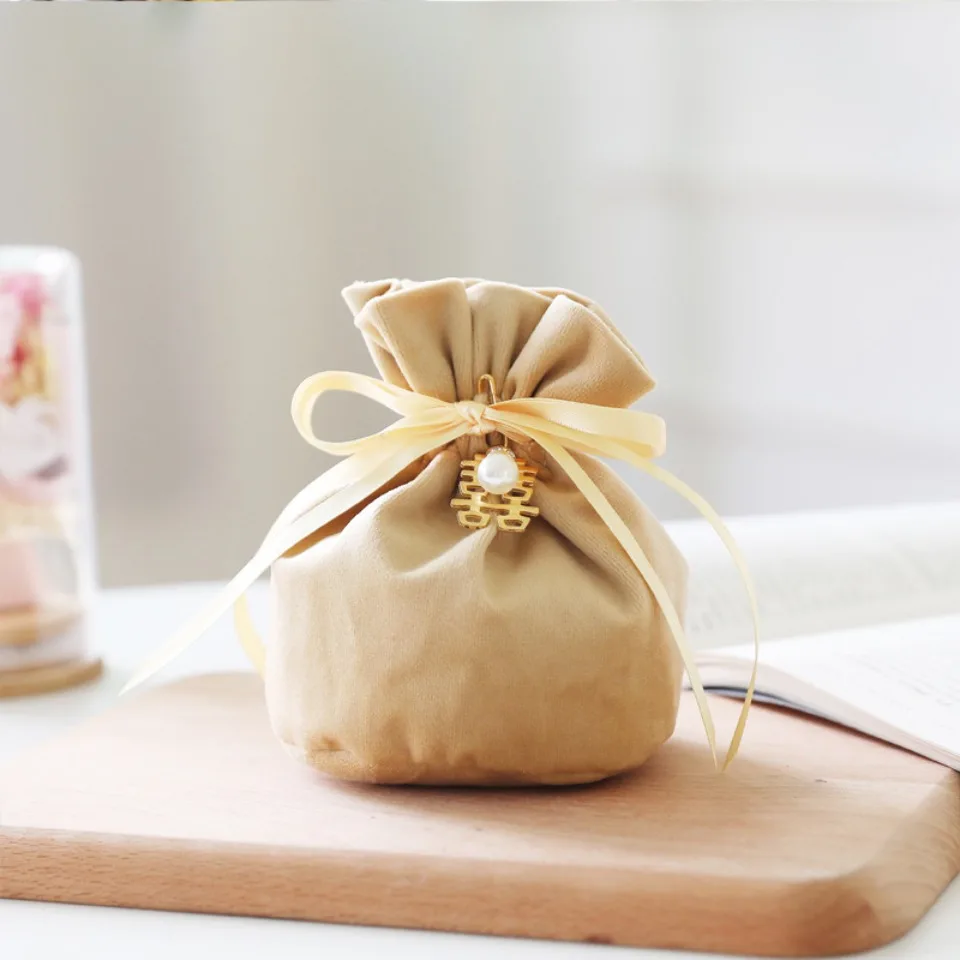 10/30/50 Stück Samtbeutel mit Kordelzug, grünes Band, Aufbewahrungsbeutel für Hochzeit, Party, Süßigkeiten, Geschenkverpackung, Heimbedarf – Detail 11