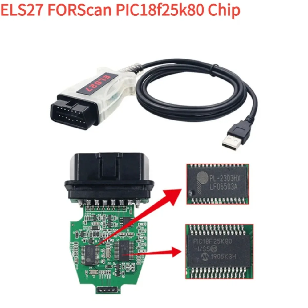 ELS27 FORScan V2.3.8 OBD2 Scanner PIC24HJ128GP FTDI Mircochip Diagnostic Cable for Ford/Mazda/Lincoln/Mercury Vehicles Code Read