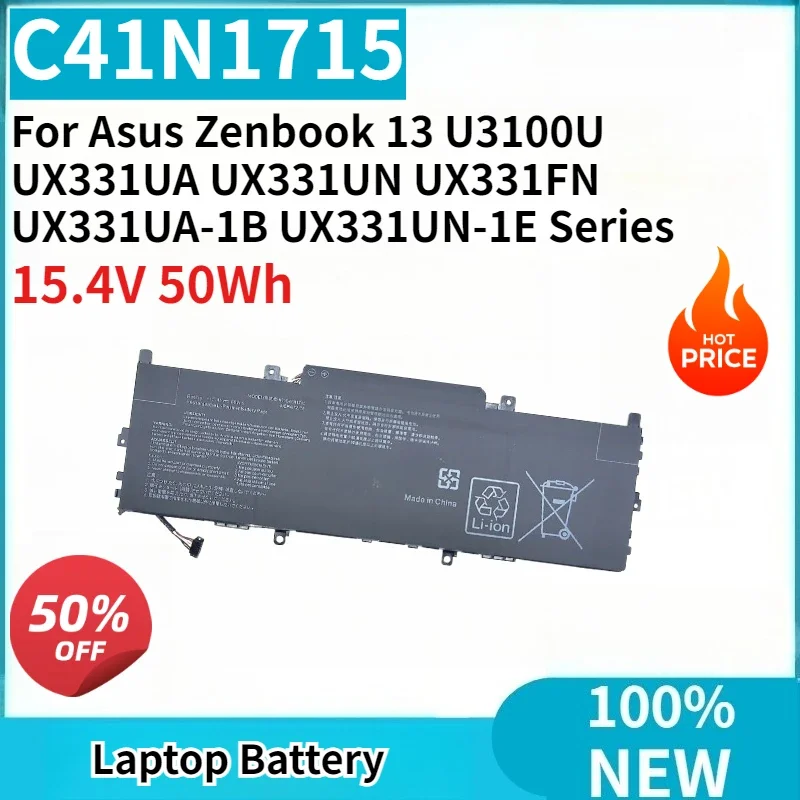 

C41N1715 15.4V 50Wh Laptop Battery UX331UN-EG105 For Asus Zenbook 13 U3100U UX331UA UX331UN UX331FN UX331UA-1B UX331UN-1E Series