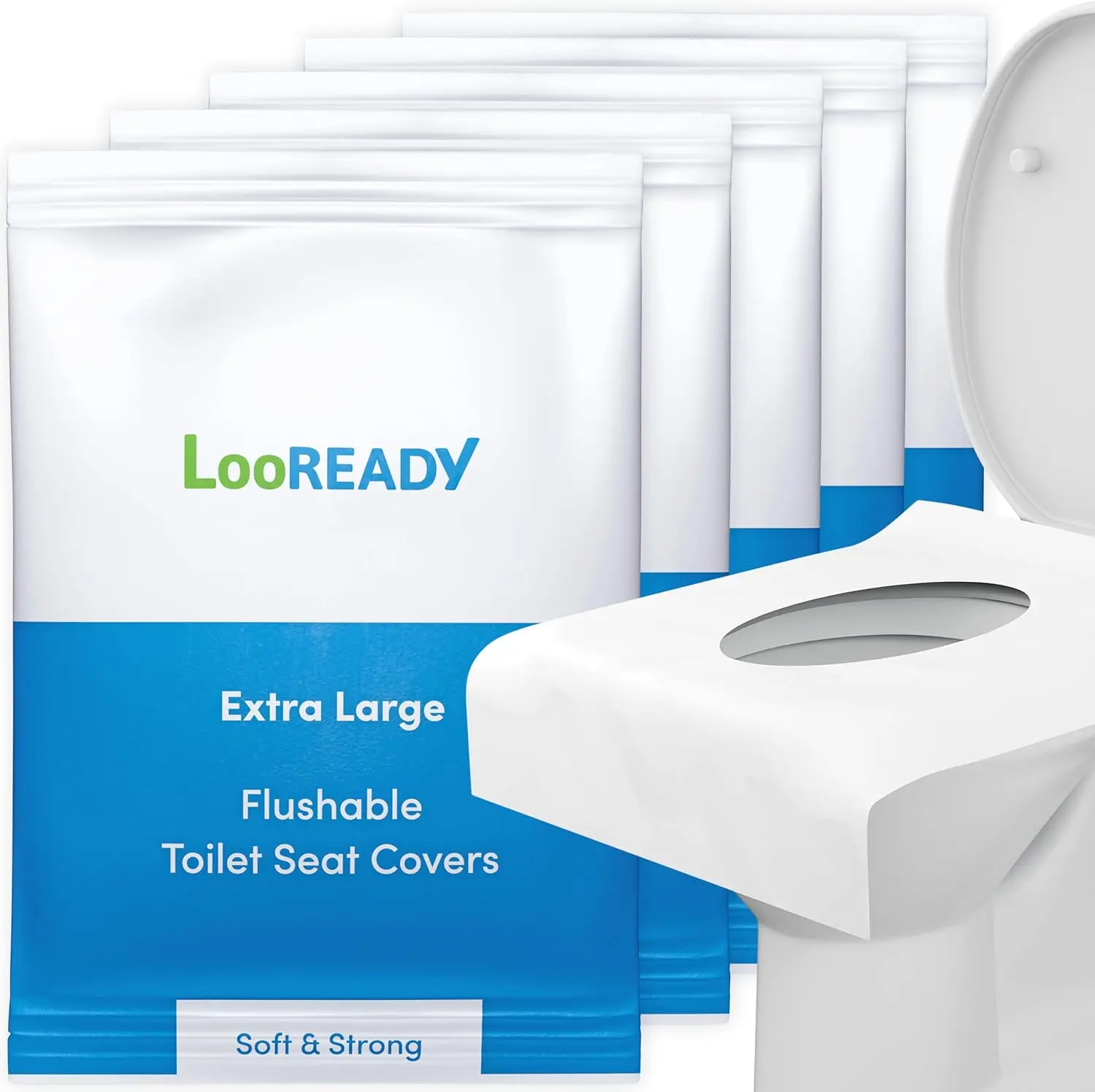 

Extra Large Disposable Toilet Seat Covers (18x22") - Super Thick, Individually Wrapped, 5 Pack for Travel & Public Bathroom