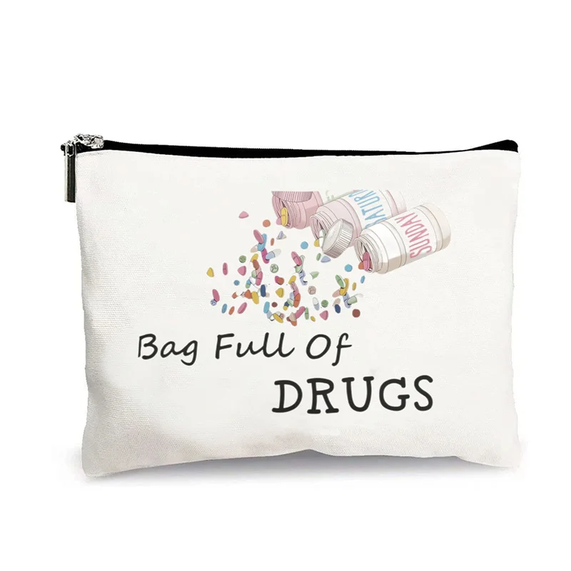 Soft Canvas Print Pattern Women Travel Storage Bag Toiletries Organize Cute Cosmetic Bag Portable Make Up Bags Women Wallet