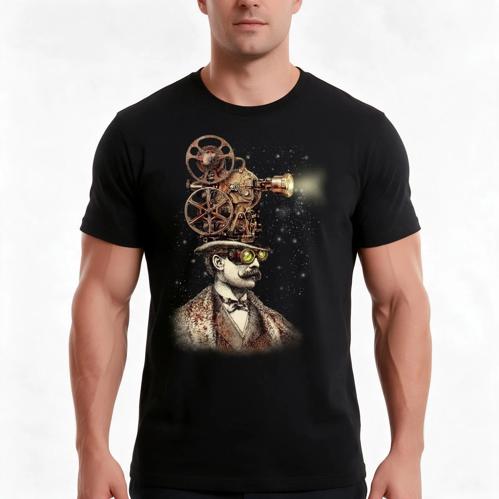 The Projectionist (sepia option) T-Shirt Summer Casual Cotton Tee Oversized Streetwear Tops Vintage Graphic Print