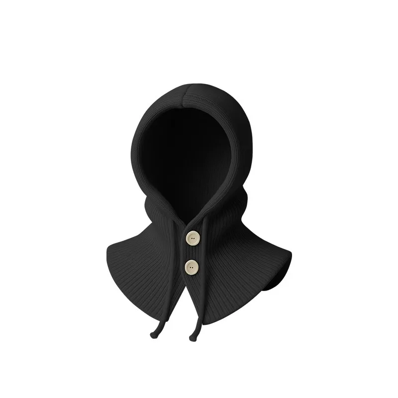 قبعة صوف دافئة قبعة رافا فضفاضة محيط الرأس الكبير محبوك قبعة هوديي وشاح متكامل ثنائي الغرض 2025 موضة الاتجاه