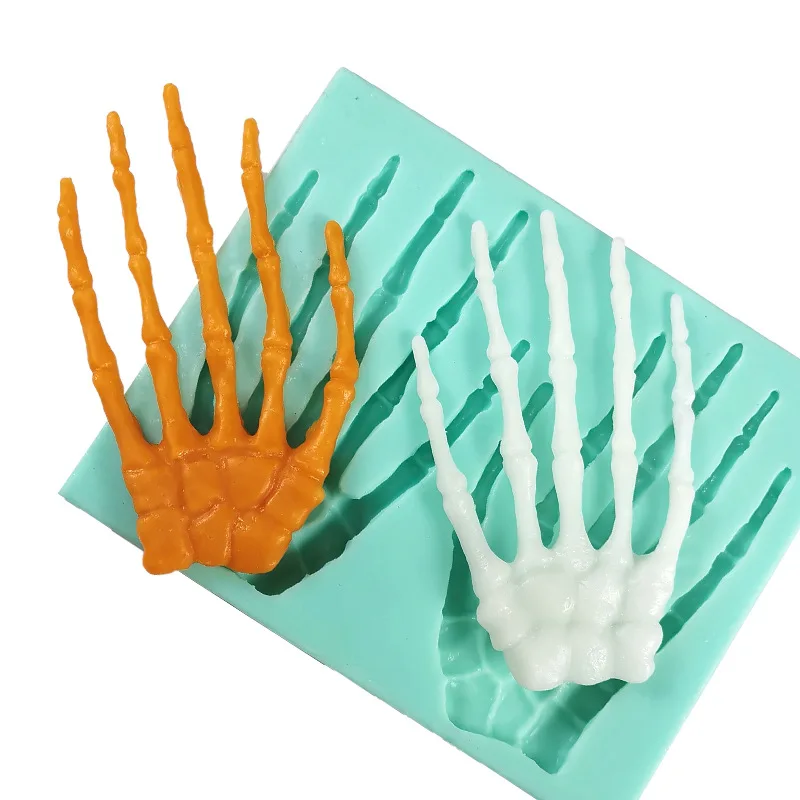 Silicone Molds Halloween Skeleton Hand Left and Right Sugarcraft Moulds Cake Decorated Food Grade Clay Mold Silicone Rubber M273