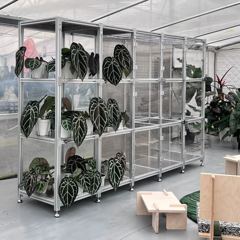 

Simple modern flower shop potted plants display case aluminum profile flower stand stainless steel plate multi-layer