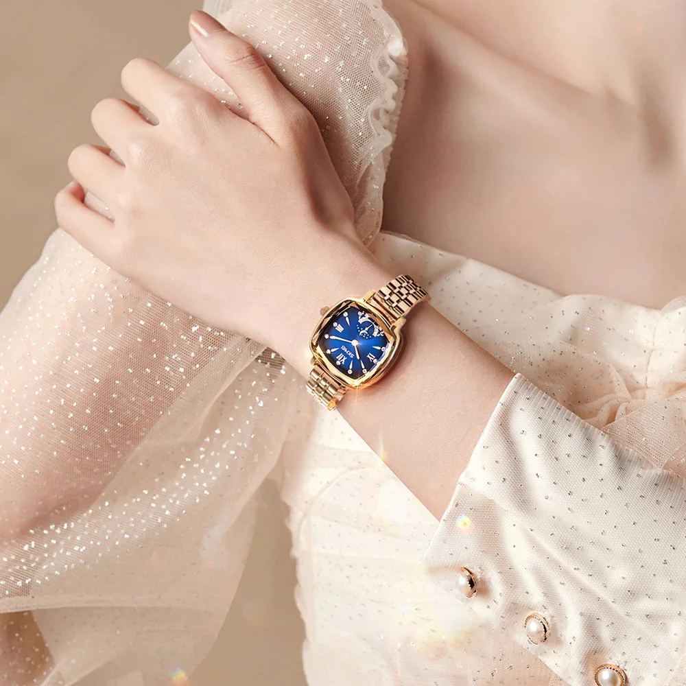 SKMEI Women Fashion Elegance Watches Ladies Luxury Wristwatch Waterproof Quartz Watch Romantic Style Stainless Steel Strip Watch
