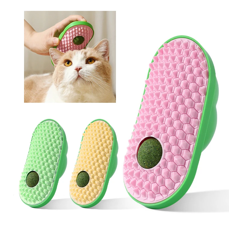 Pasteable Cat Brush Comb Cat Wall Corner Massage Scrubber Cat Rubbing Brush With Catnip Cats Grooming Supplies Cat Accessories