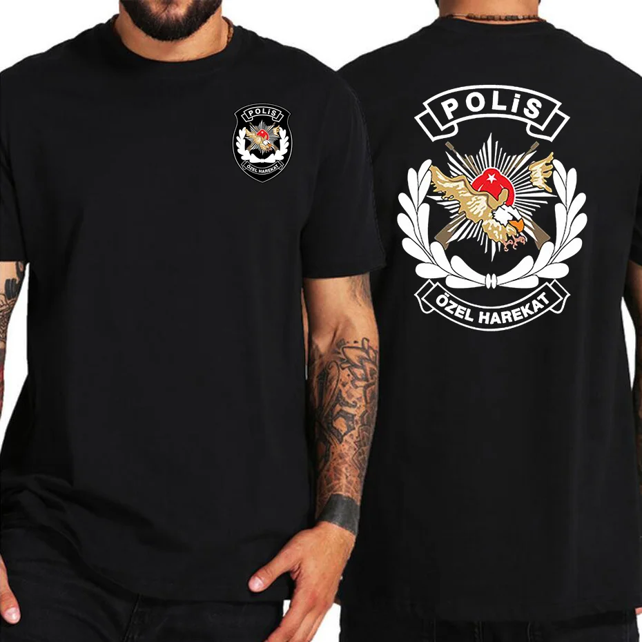 Fashion Short Sleeve Black T Shirt Youth Round Collar Customized T-Shirts New Turkey Polis Ozel Harekat Special Force Anti Tees