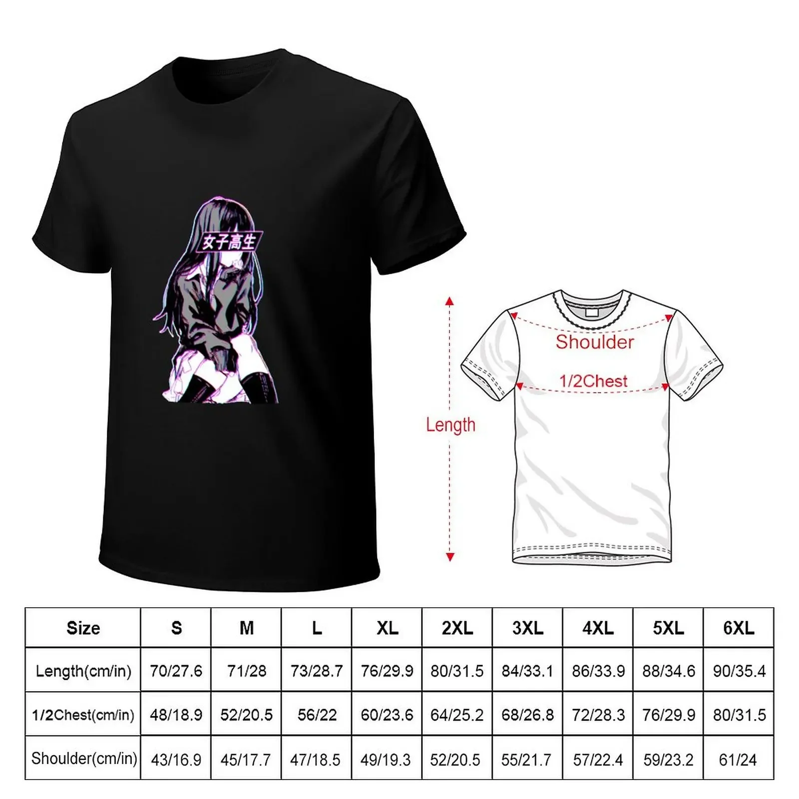 SCHOOLGIRL GLITCH - SAD JAPANESE ANIME AESTHETIC T-Shirt animal prinfor boys man t shirt sweat plain t shirts men